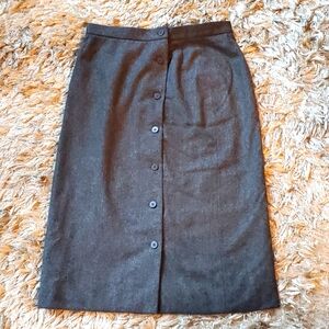 Vintage wool front button down skirt